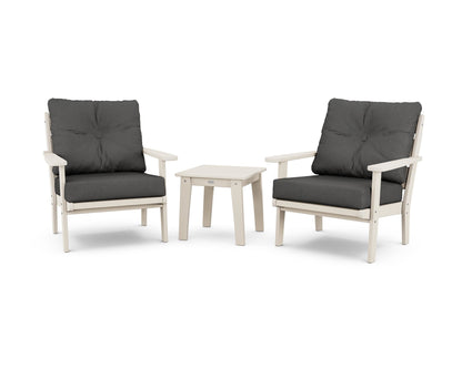 POLYWOOD® Lakeside 3-Piece Deep Seating Chair Set in Sand / Spectrum Carbon