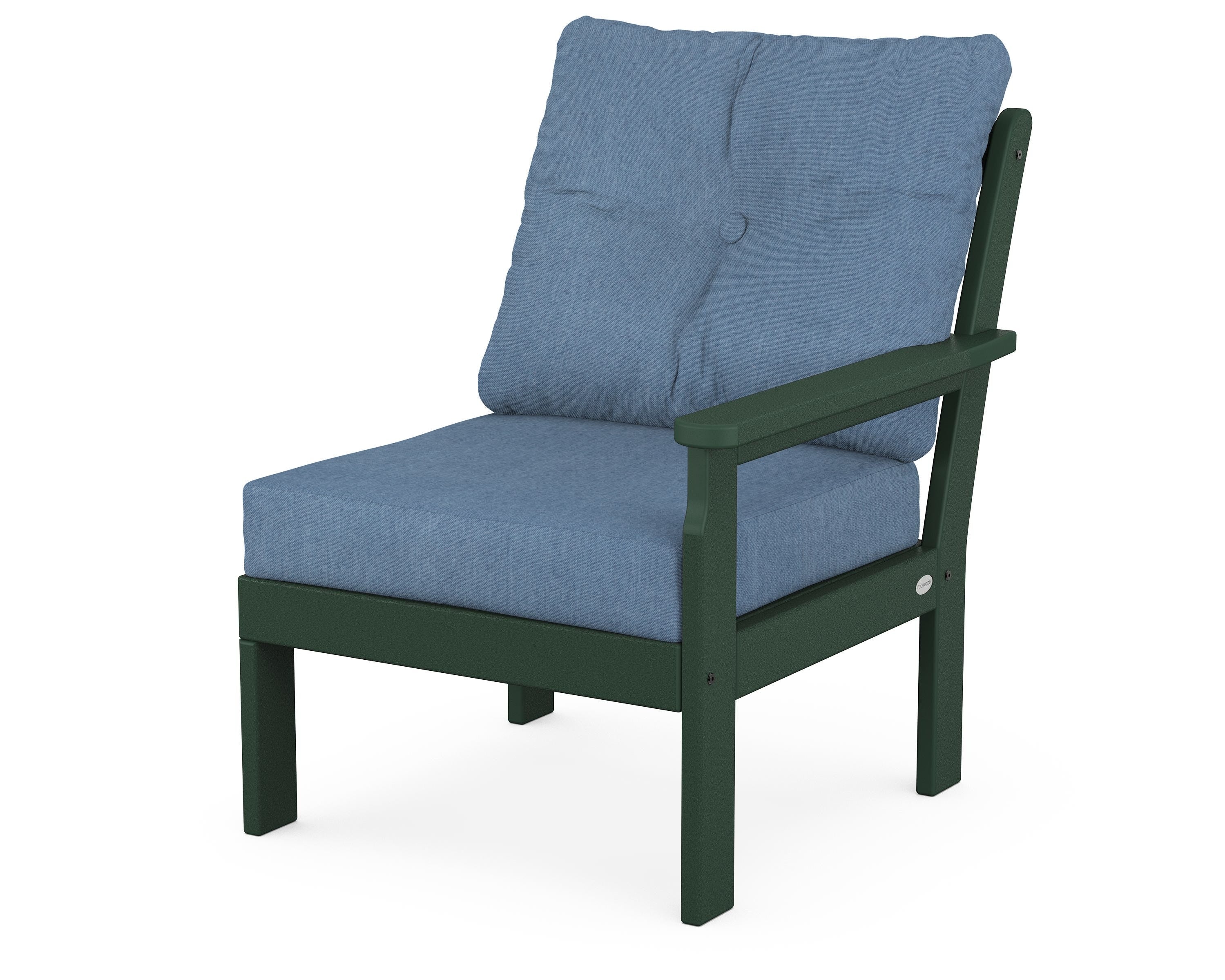 POLYWOOD® Vineyard Modular Right Arm Chair in Green / Sky Blue