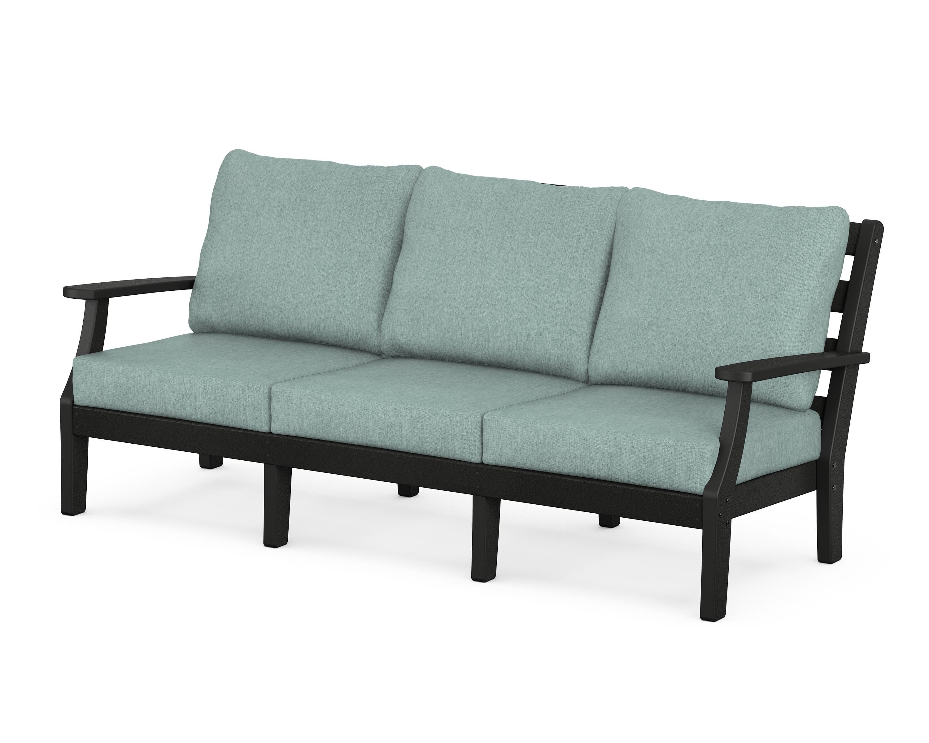 POLYWOOD® Chesapeake Deep Seating Sofa in Black / Glacier Spa