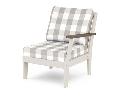 POLYWOOD® Braxton Modular Right Arm Chair in Sand / Kona / Buffalo Plaid Grey Mist