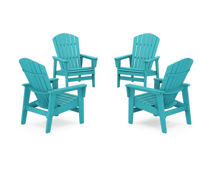 POLYWOOD® 4-Piece Nautical Grand Upright Adirondack Chair Conversation Set in Aruba