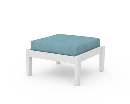Unbranded Deep Seating Ottoman in Vintage White / Lattice Sky Blue
