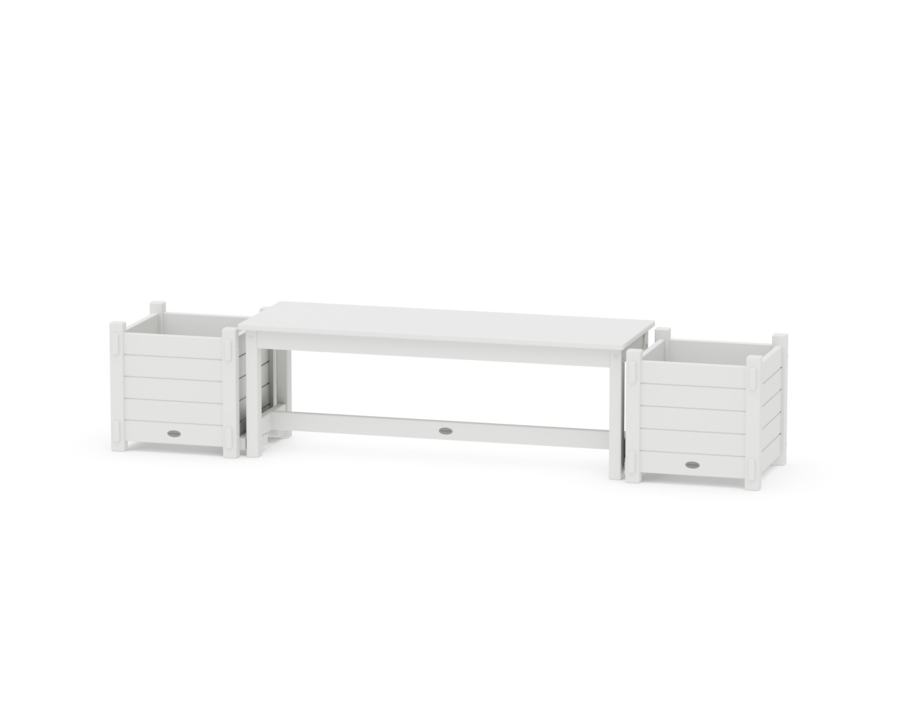 POLYWOOD® 48" Nautical Straight Planter Bench Set in White