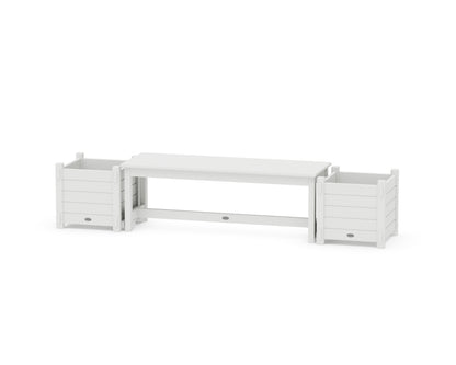 POLYWOOD® 48" Nautical Straight Planter Bench Set in White