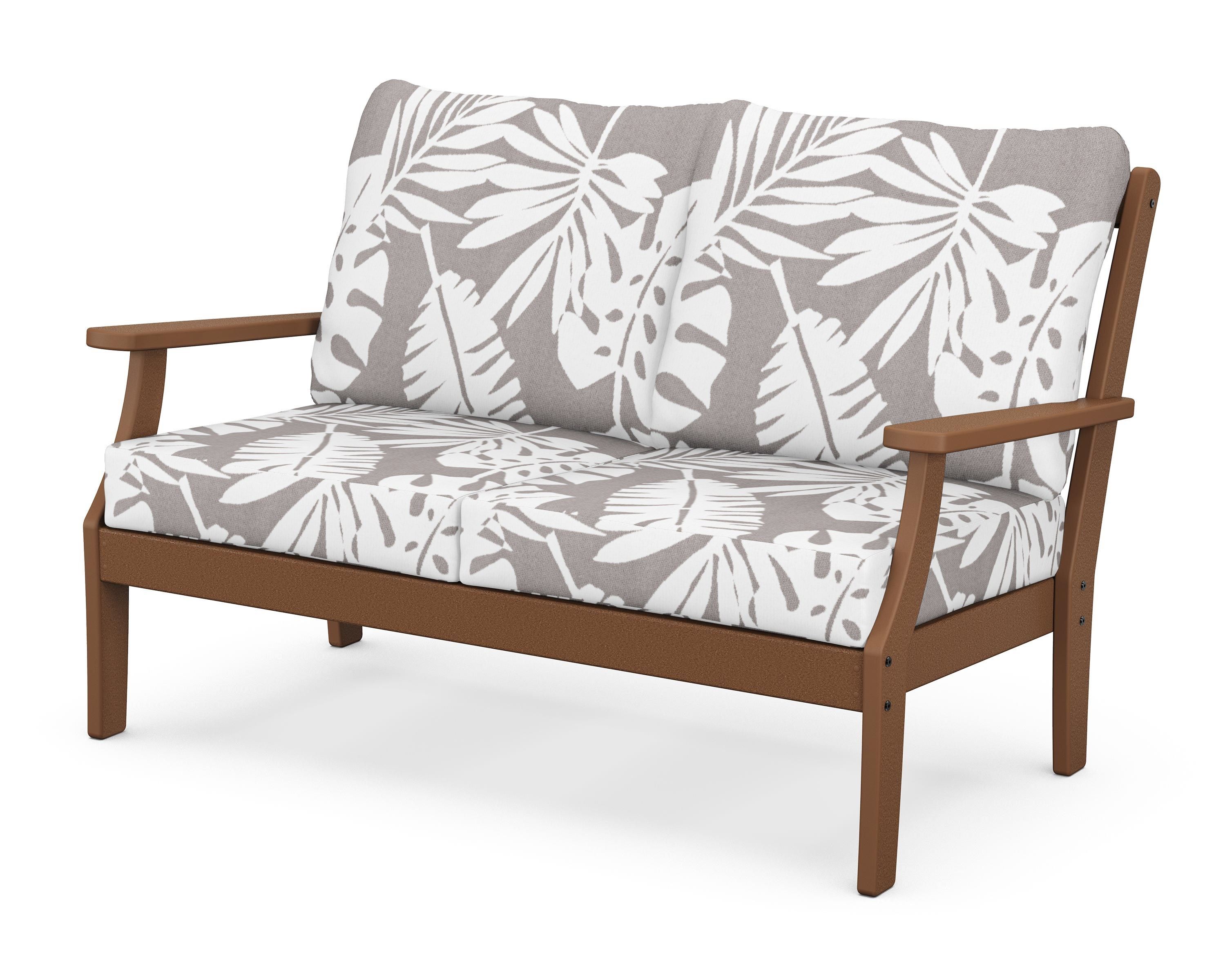 POLYWOOD® Braxton Deep Seating Loveseat in Teak / Leaf Grey Mist