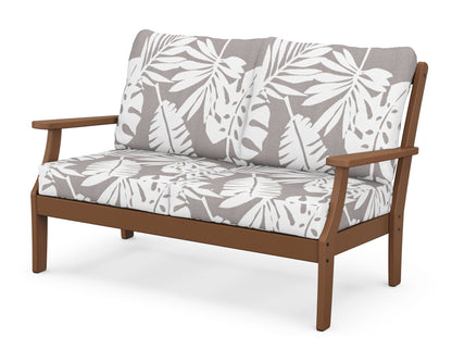 POLYWOOD® Braxton Deep Seating Loveseat in Teak / Leaf Grey Mist