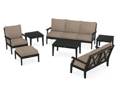 POLYWOOD® Braxton 7-Piece Deep Seating Set in Black / Spiced Burlap