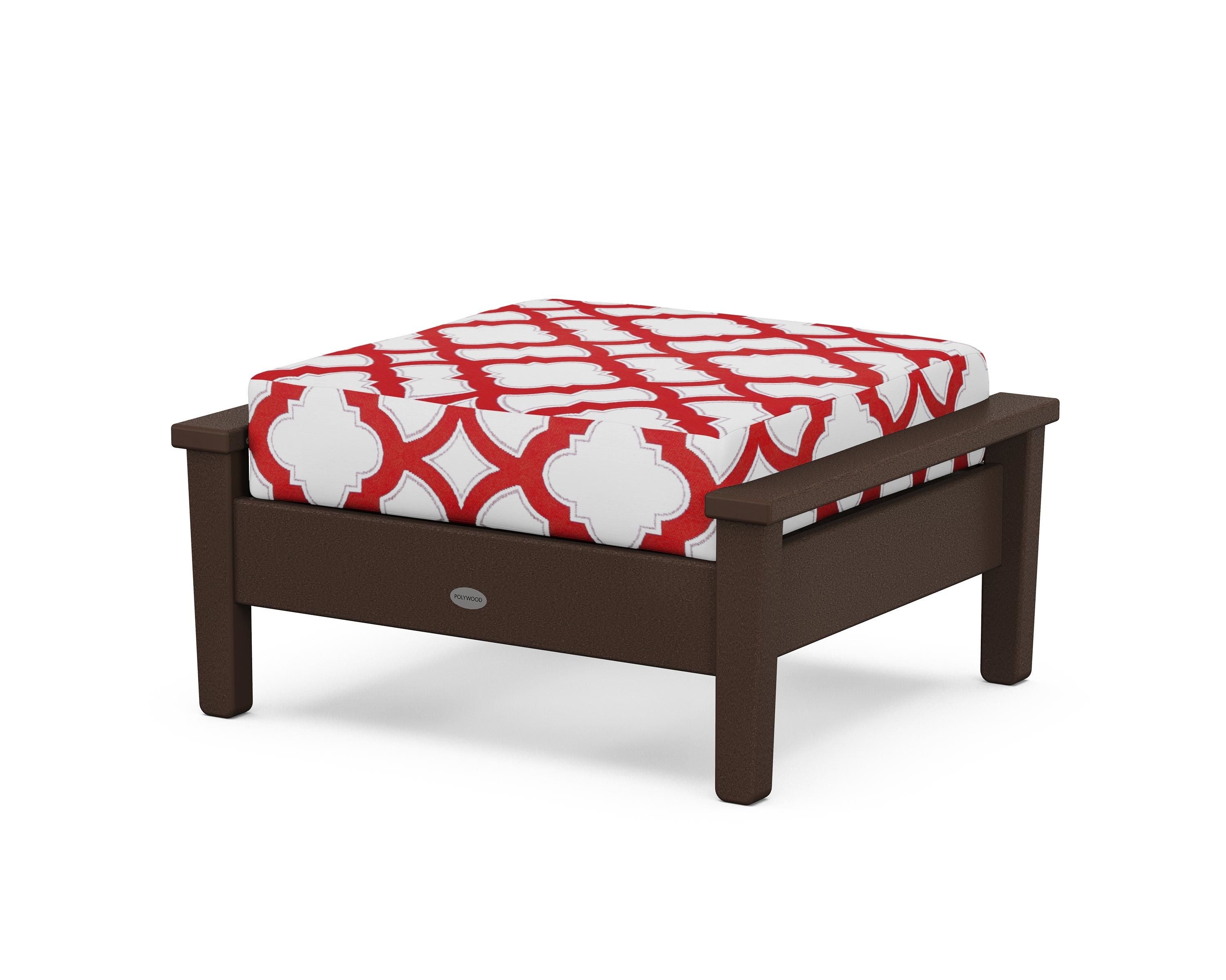 POLYWOOD® Prescott Deep Seating Ottoman in Mahogany / Trellis Crimson