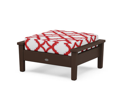 POLYWOOD® Prescott Deep Seating Ottoman in Mahogany / Trellis Crimson