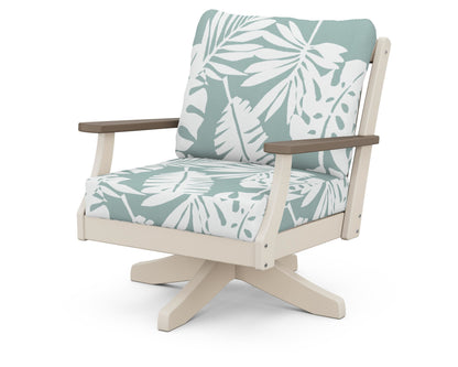 POLYWOOD® Braxton Deep Seating Swivel Chair in Sand / Kona / Leaf Glacier Spa