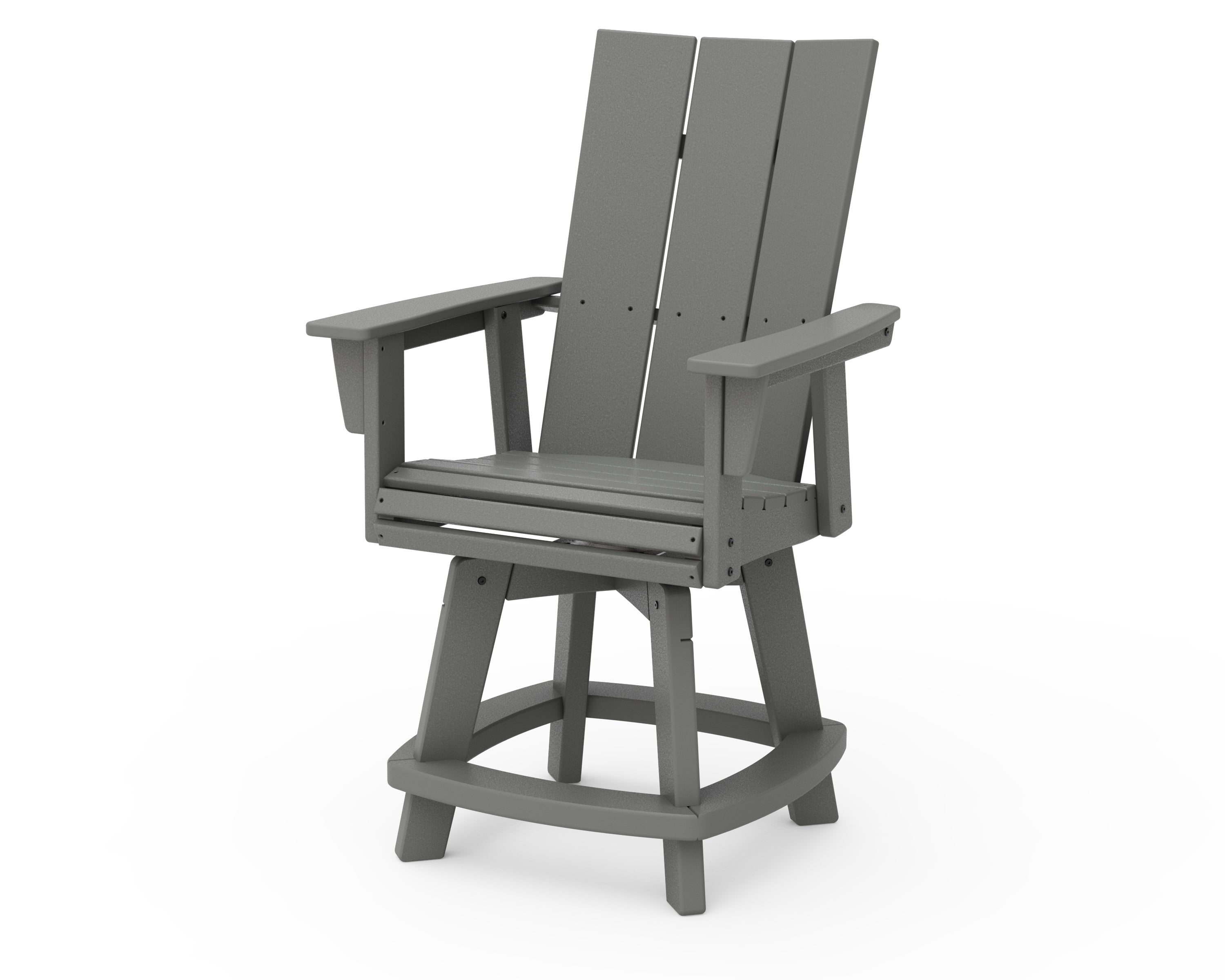 POLYWOOD® Modern Curveback Adirondack Swivel Counter Chair in Slate Grey