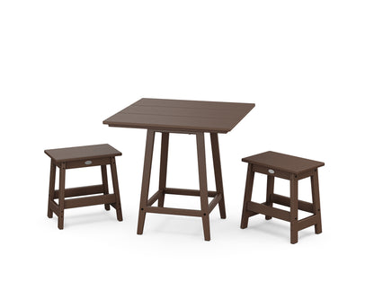 POLYWOOD® Modern Studio Stool 3-Piece Square Bistro Set in Mahogany