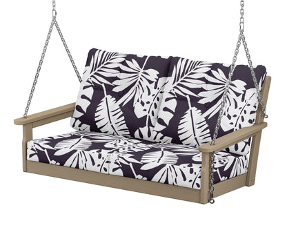 POLYWOOD® Vineyard Deep Seating Swing in Vintage Sahara / Leaf Navy