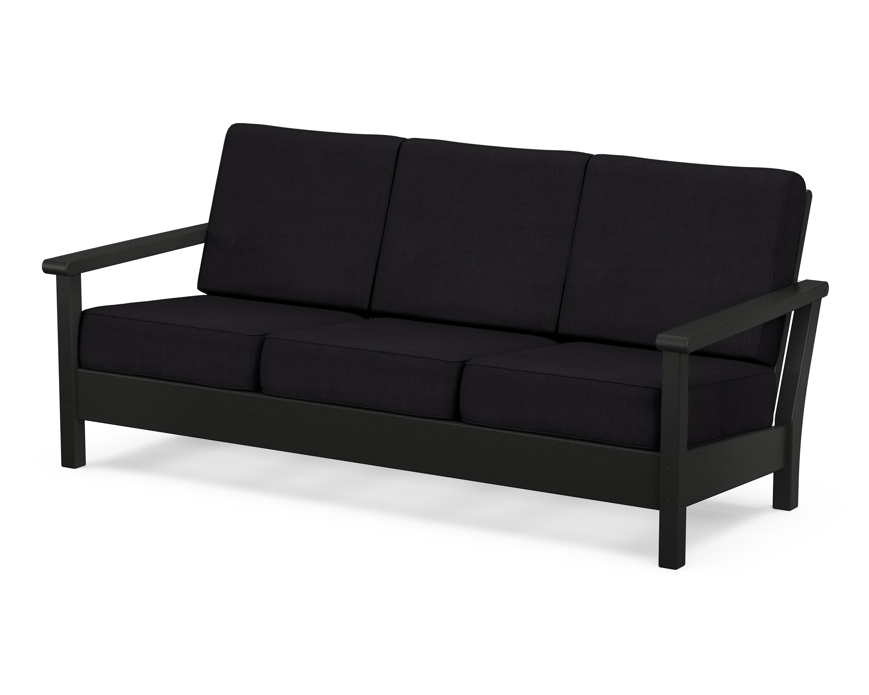 POLYWOOD® Harbour Deep Seating Sofa in Black / Midnight Linen