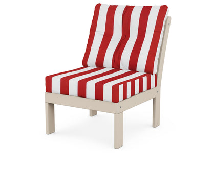 POLYWOOD® Vineyard Modular Armless Chair in Sand / Cabana Stripe Crimson