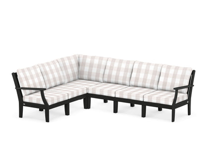 POLYWOOD® Braxton Modular 6-Piece Deep Seating Set in Black / Buffalo Plaid Dune Burlap