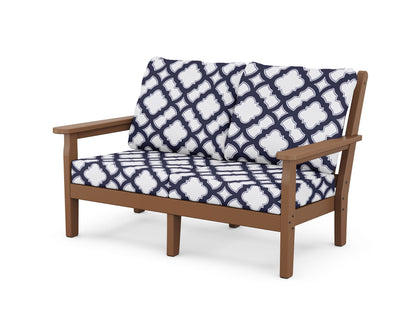 POLYWOOD® Chippendale Deep Seating Loveseat in Teak / Trellis Navy