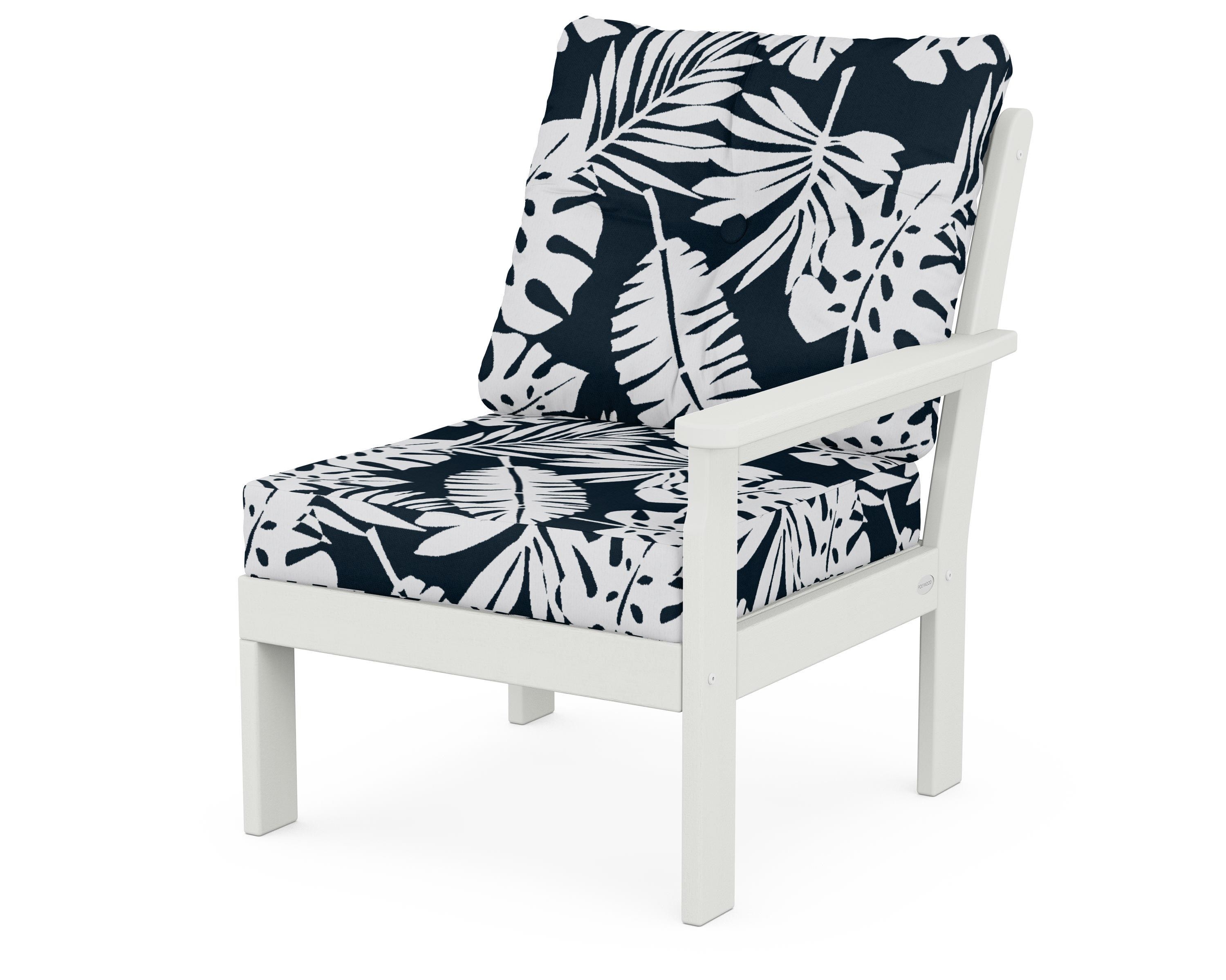 POLYWOOD® Vineyard Modular Right Arm Chair in Vintage White / Leaf Marine Indigo