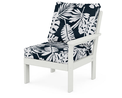 POLYWOOD® Vineyard Modular Right Arm Chair in Vintage White / Leaf Marine Indigo