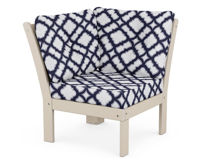 POLYWOOD® Vineyard Modular Corner Chair in Sand / Trellis Navy