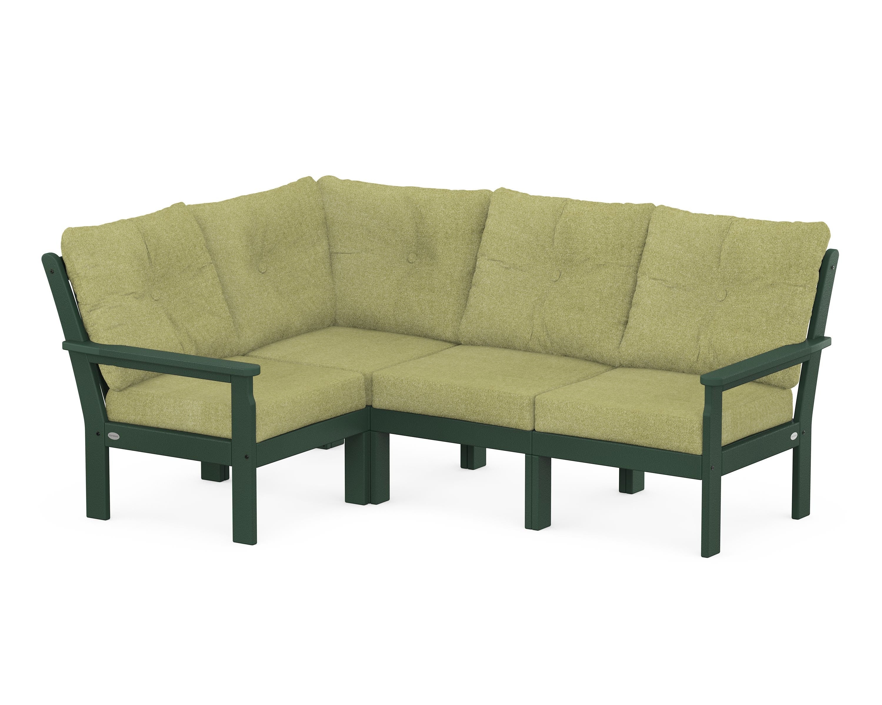 POLYWOOD® Vineyard 4-Piece Sectional in Green / Chartreuse Boucle