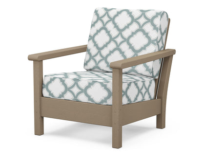 POLYWOOD® Harbour Deep Seating Chair in Vintage Sahara / Trellis Glacier Spa
