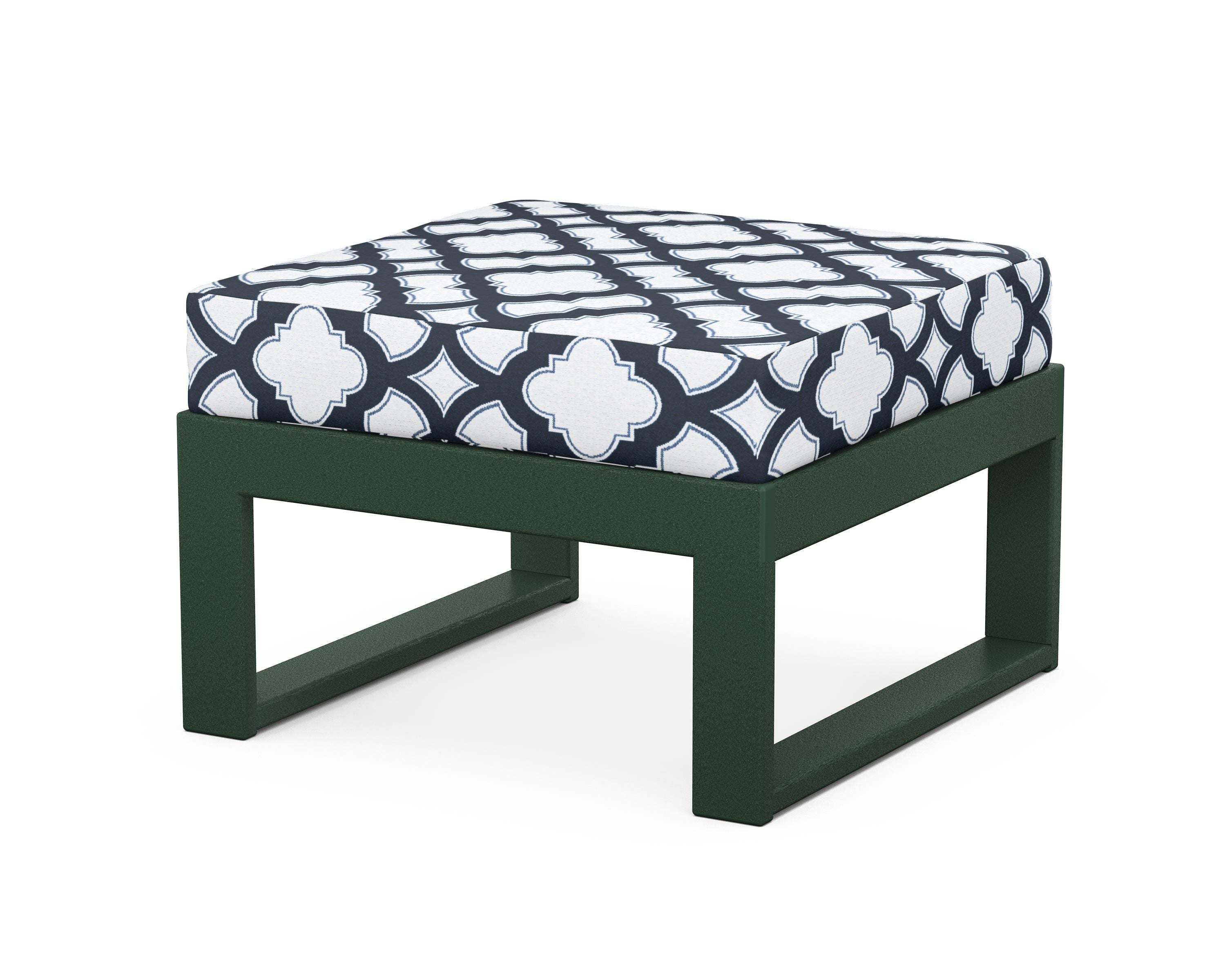 Unbranded Modular Ottoman - Modern in Green / Trellis Marine Indigo