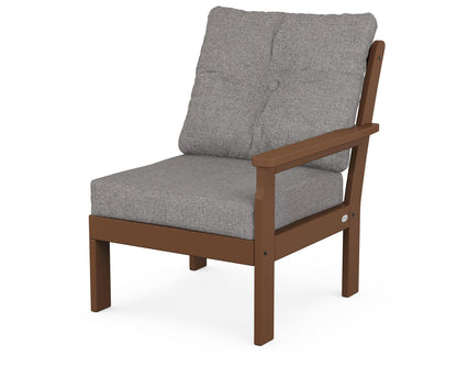 POLYWOOD® Vineyard Modular Right Arm Chair in Teak / Grey Mist