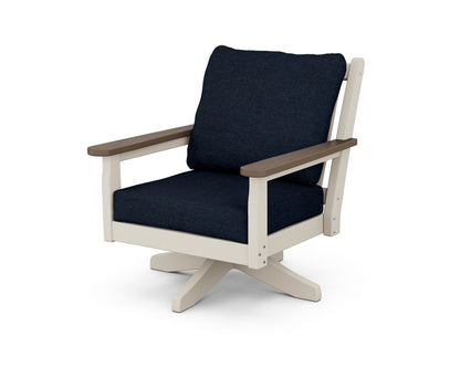 POLYWOOD® Chippendale Deep Seating Swivel Chair in Sand / Kona / Marine Indigo