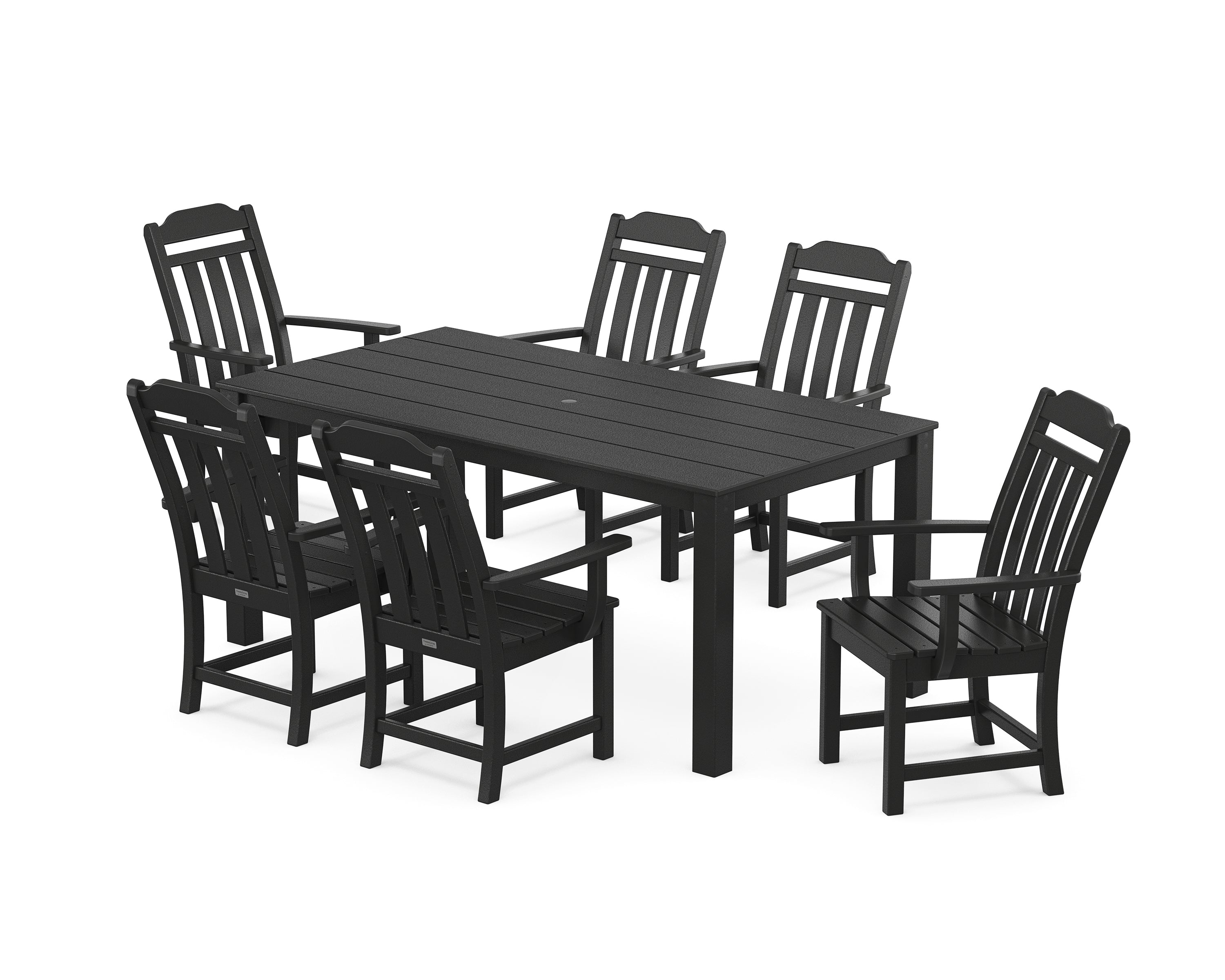 Country Living Cottage Arm Chair 7-Piece Parsons Dining Set in Black