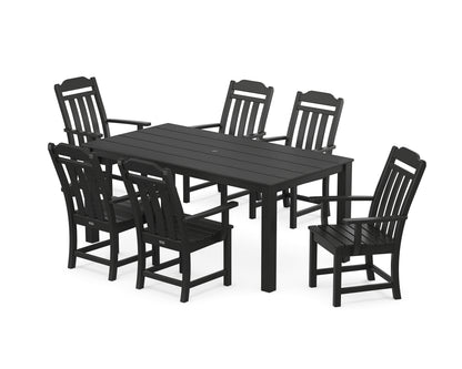Country Living Cottage Arm Chair 7-Piece Parsons Dining Set in Black