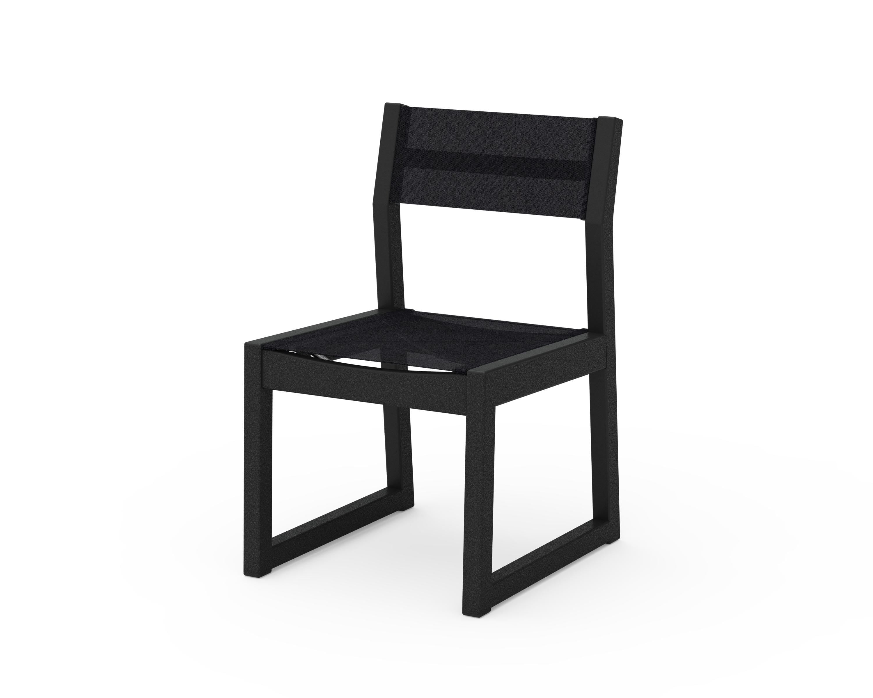 POLYWOOD® Edge Sling Dining Side Chair - 2 Chairs in Black / Black Sling