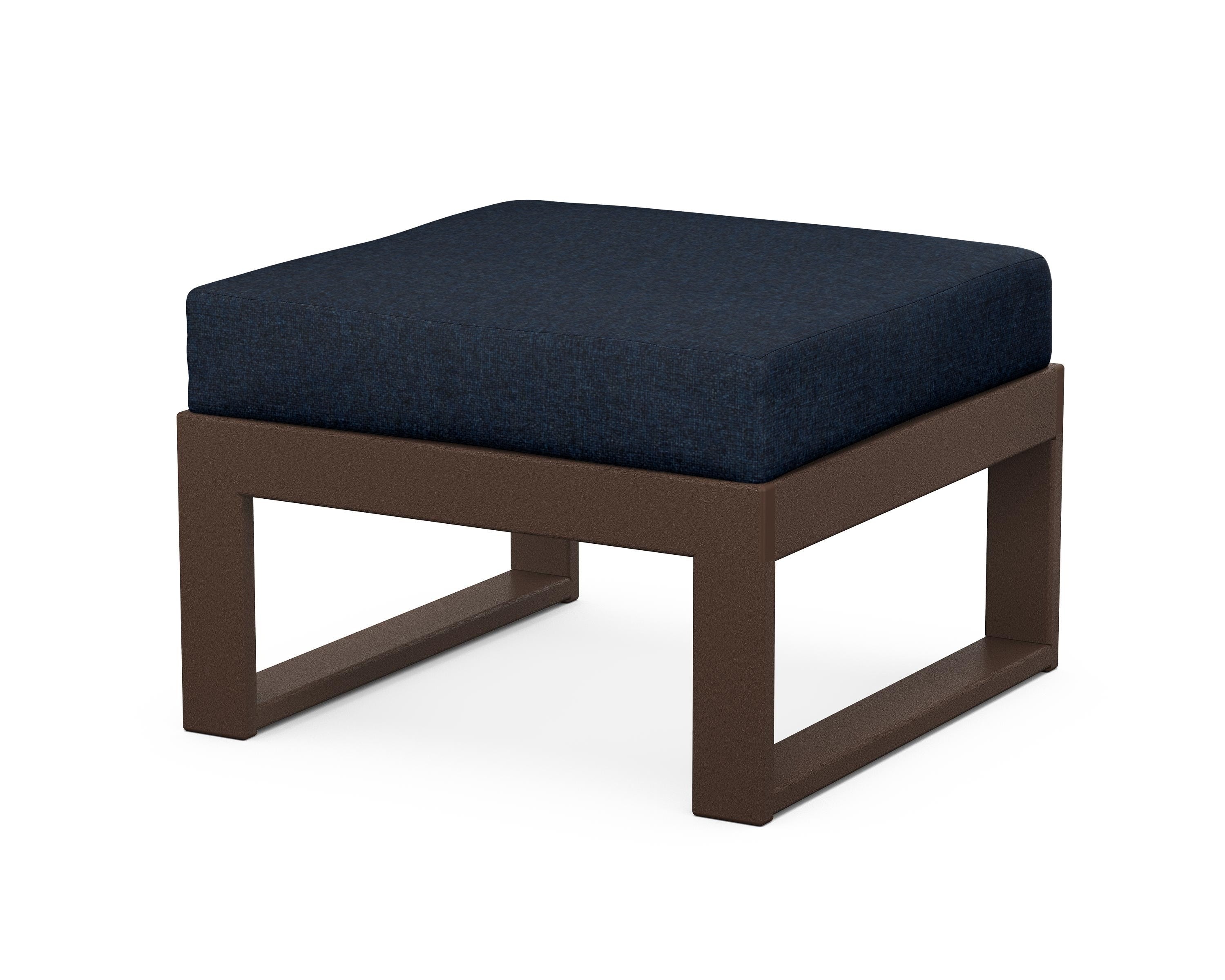 Unbranded Modular Ottoman - Modern in Mahogany / Marine Indigo