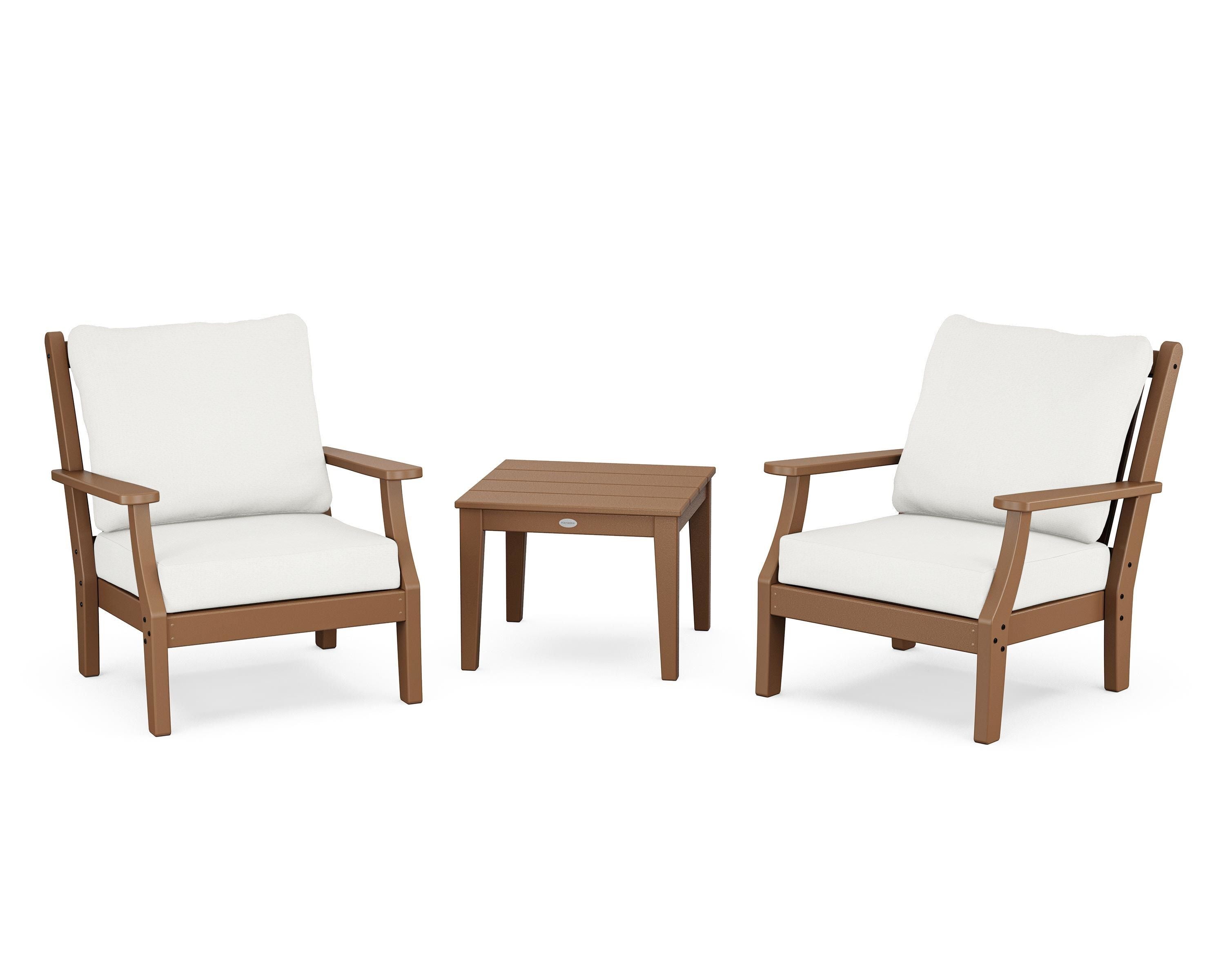 Country Living Wovendale 3-Piece Deep Seating Set in Teak / Natural Linen