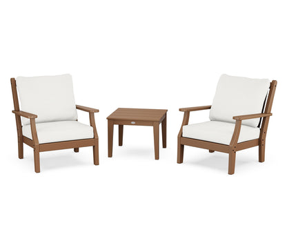 Country Living Wovendale 3-Piece Deep Seating Set in Teak / Natural Linen