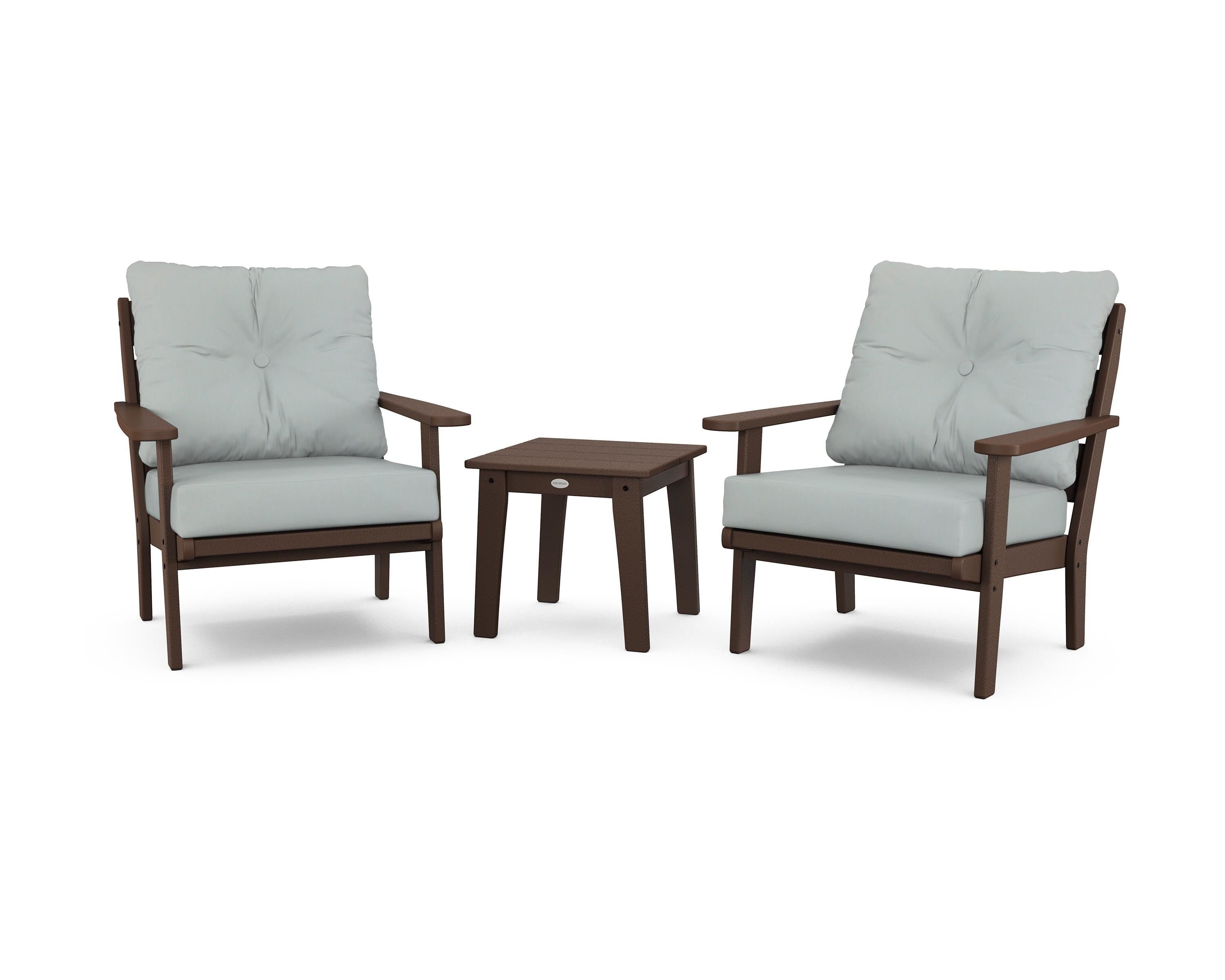 POLYWOOD® Lakeside 3-Piece Deep Seating Chair Set in Mahogany / Spa