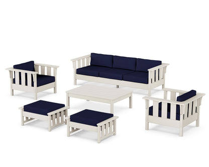 Martha Stewart by POLYWOOD® Acadia 6-Piece Lounge Sofa Set in Sand / Navy
