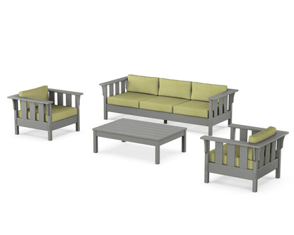 Martha Stewart by POLYWOOD® Acadia 4-Piece Deep Seating Set with Sofa in Slate Grey / Chartreuse Boucle