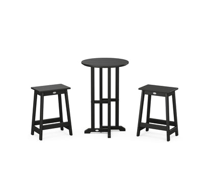 POLYWOOD® Modern Studio Counter Stool 3-Piece Bistro Set in Black