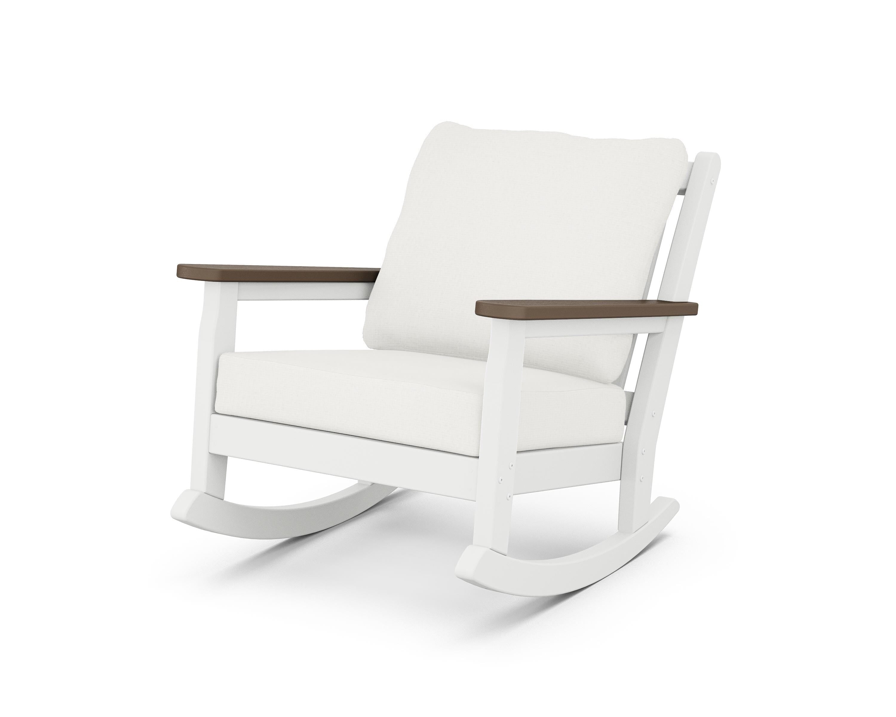 POLYWOOD® Chippendale Deep Seating Rocking Chair in White / Kona / Natural Linen
