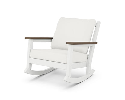 POLYWOOD® Chippendale Deep Seating Rocking Chair in White / Kona / Natural Linen