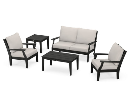 POLYWOOD® Braxton 5-Piece Deep Seating Set in Black / Cast Ash