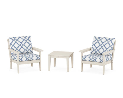 Country Living Cottage 3-Piece Deep Seating Set in Sand / Trellis Sky Blue