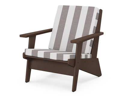 POLYWOOD® Riviera Modern Lounge Chair in Mahogany / Cabana Stripe Grey Mist