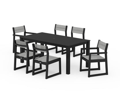 POLYWOOD® EDGE Sling 7-Piece Parsons Dining Set in Black / Metallic Sling