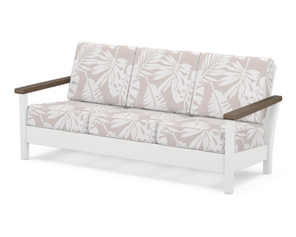 POLYWOOD® Harbour Deep Seating Sofa in White / Kona / Leaf Dune Burlap