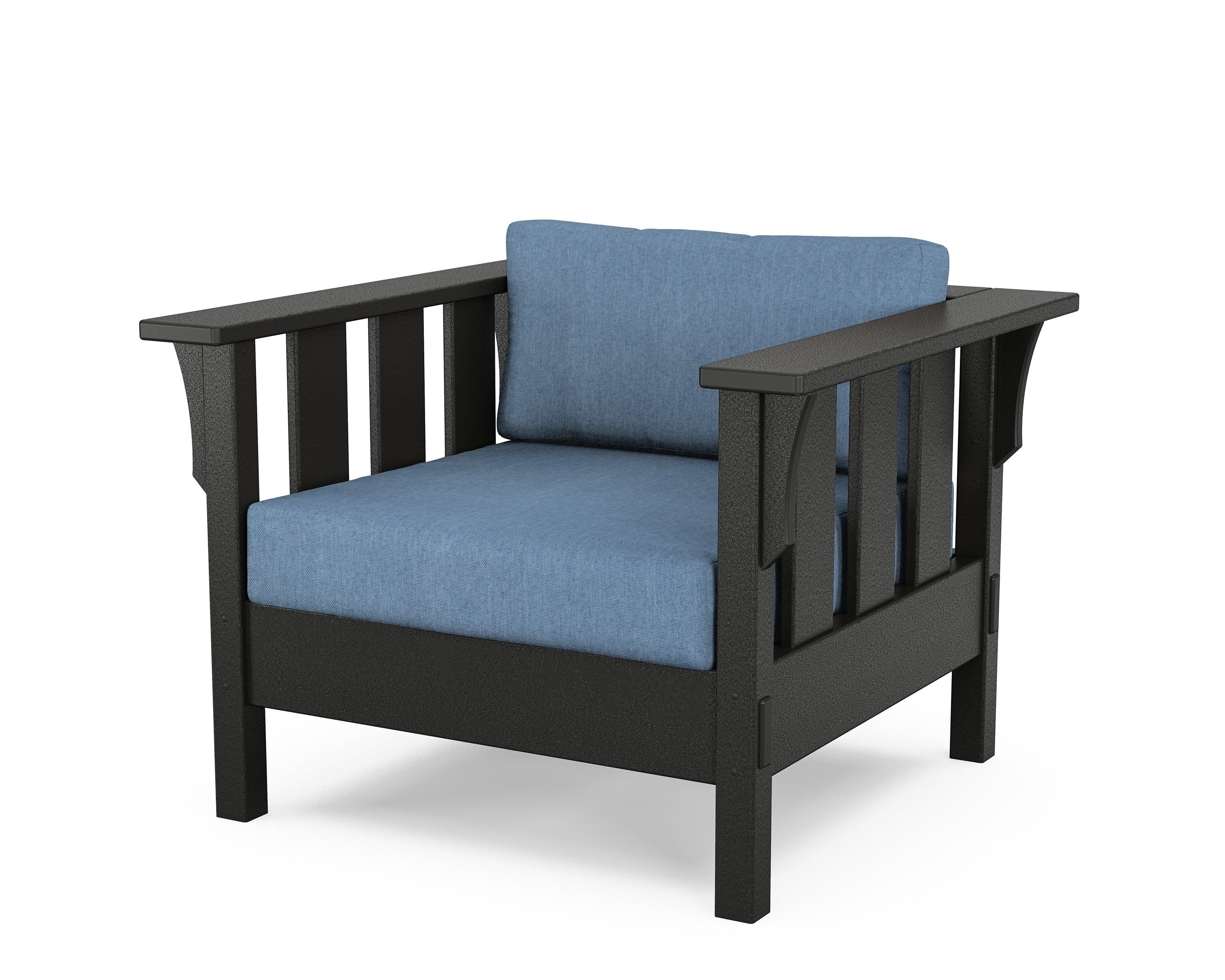 Martha Stewart by POLYWOOD® Acadia Deep Seating Chair in Black / Sky Blue