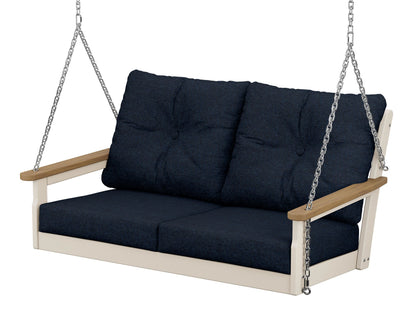 POLYWOOD® Vineyard Deep Seating Swing in Sand / Natural / Marine Indigo