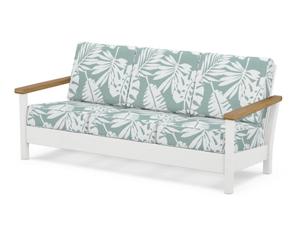 POLYWOOD® Harbour Deep Seating Sofa in White / Natural / Leaf Glacier Spa