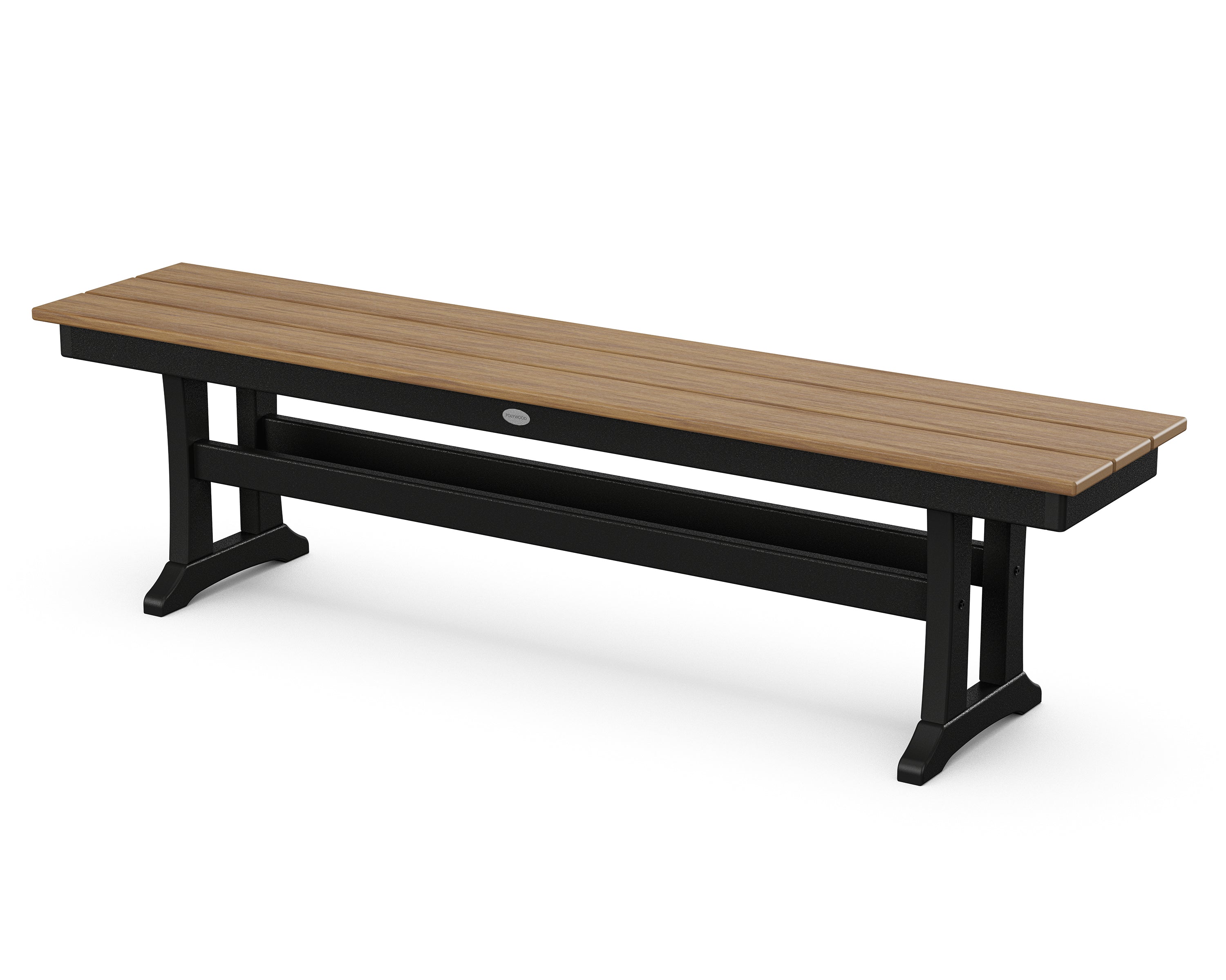POLYWOOD® Farmhouse Trestle 65" Bench in Black / Natural